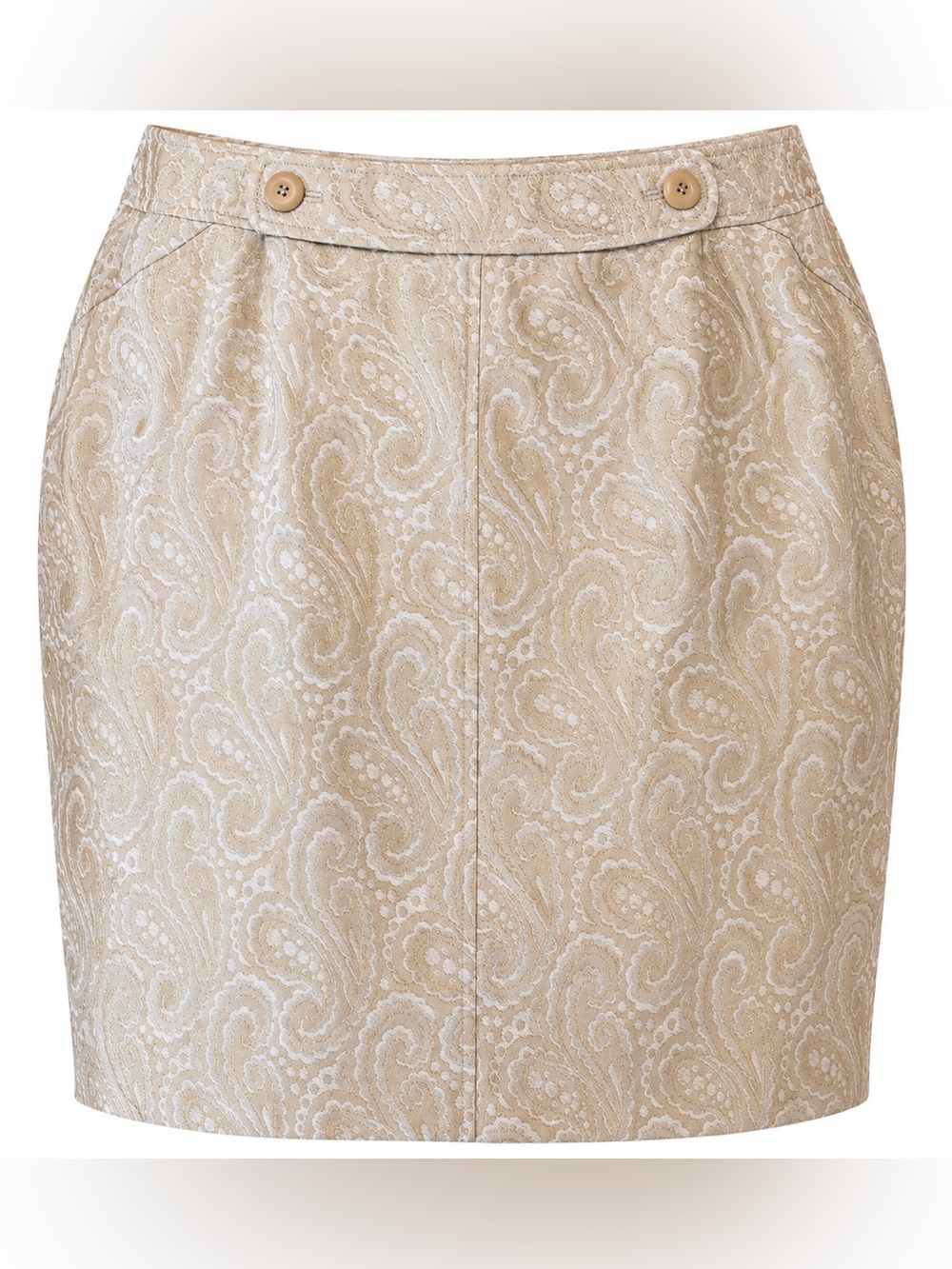 Talbots Woman 20W Metallic Paisley Jacquard Pencil Skirt Gold